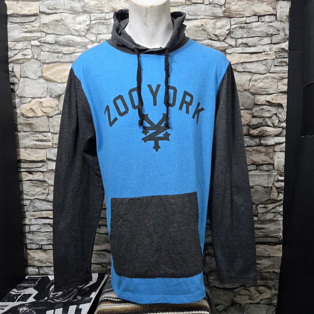 Zoo York Men Large Blue and Gray Long Sleeve Pullover Tshirt Hoodie